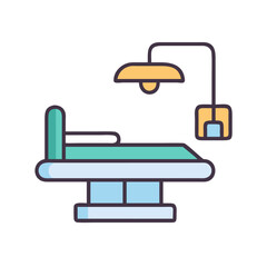 Colorful operating table illustration with light and solid background