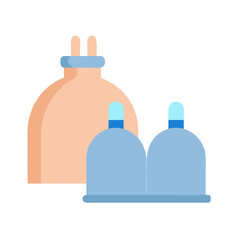 Illustration of three menstrual cups on black background flat style