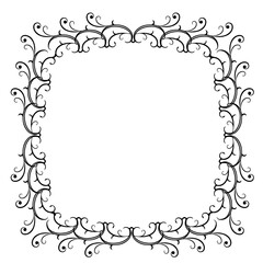 Black vintage vector frame on a white background.