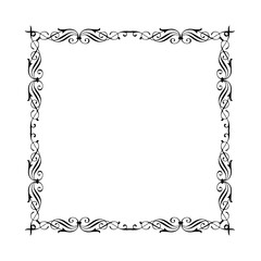 Black vintage vector frame on a white background.