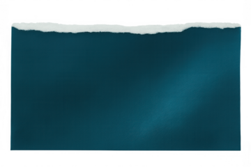 Torn piece of teal textured paper creating a ripped edge effect, isolated on transparent background