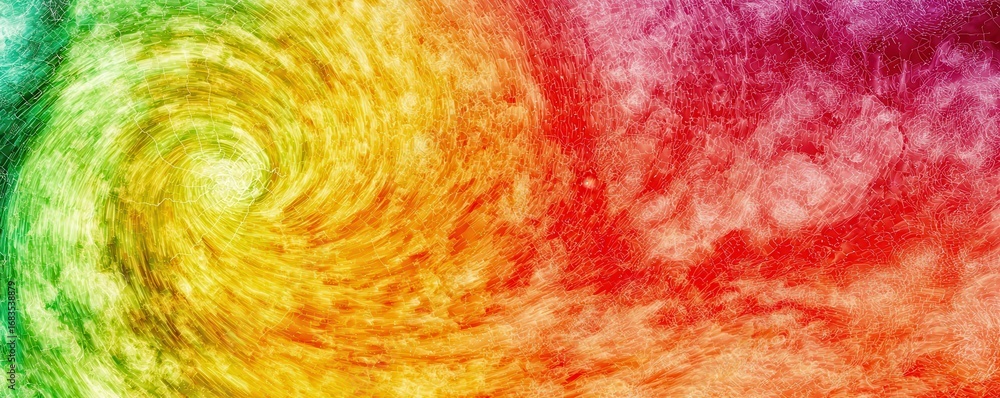 Poster a vibrant swirl of colors transitioning from green to yellow to red, creating a dynamic and energeti