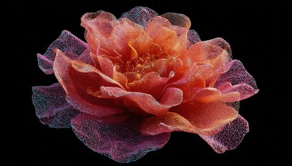 Detailed close-up of a vibrant,  mesh rose