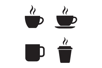 Obraz premium Coffee cup vector icon set. Cups of coffee tea symbol collection. Vector Illustration