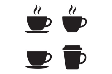 Coffee cup vector icon set. Cups of coffee tea symbol collection. Vector Illustration