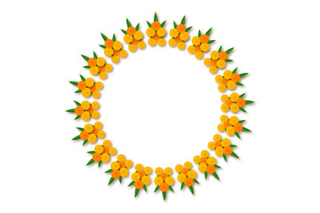 Marigold circle mandala garland Decoration: traditional festival dussehra, Diwali, celebration, wedding, floral on transparent background, PNG image vector design