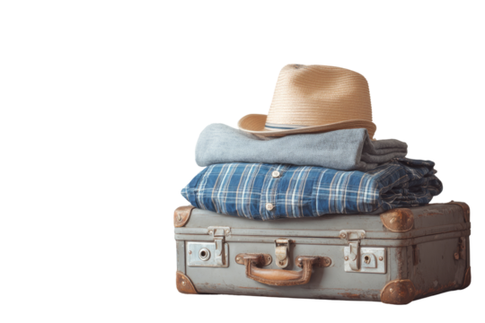 Vintage suitcase with clothing