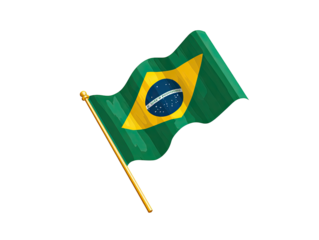 Cartoonish illustration of a waving Brazilian flag