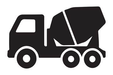 Fototapeta premium Cement truck Line Vector Icon on White Background