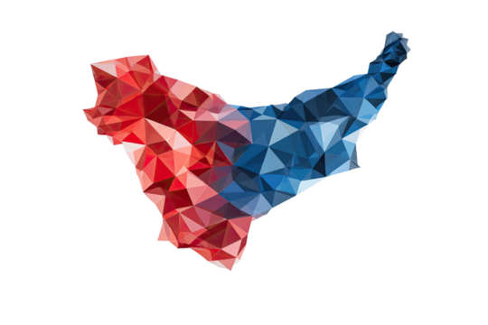 Abstract polygonal map, gradient color