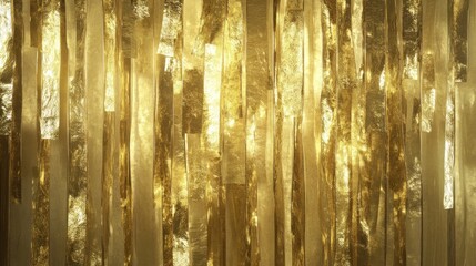 Luxurious golden strips background shimmering with reflective light and textures creating an