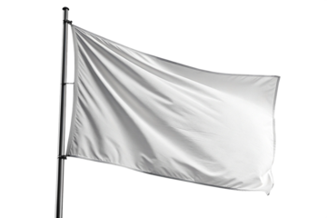 Plain White Flag Isolated on White Background
