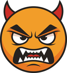  This illustration showcases a pixel art rendition of an angry devil emoji.