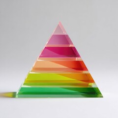 Translucent pyramid with layered, vibrant colors