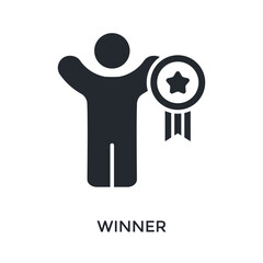 Winner Icon Glyph Style. Vector Illustration For Graphic Design