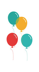 Obraz premium Four colorful balloons floating gracefully in the air on a white background