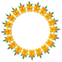 Marigold circle mandala garland Decoration: traditional festival dussehra, Diwali, celebration, wedding, floral on transparent background, PNG image vector design