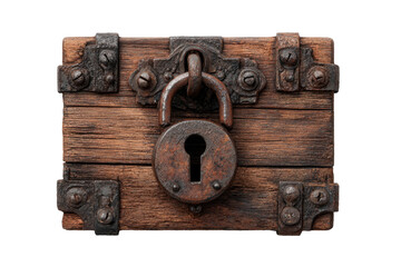 Aged wooden chest with lock