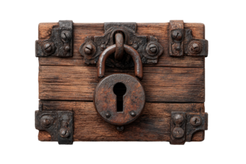 Aged wooden chest with lock