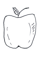 Hand-Drawn Apple Doodle Isolated on a White Background with Copy Text Space. Fruit Art Element for Nutrition Posters, Educational Themes, and Nature-Inspired Designs. PNG File