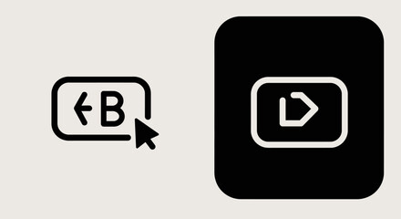 Two black icons depicting left and right arrow keys with a cursor, representing navigation or selection.