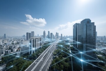 Fototapeta premium Smart City Network, High-Speed Connectivity, Urban Tech