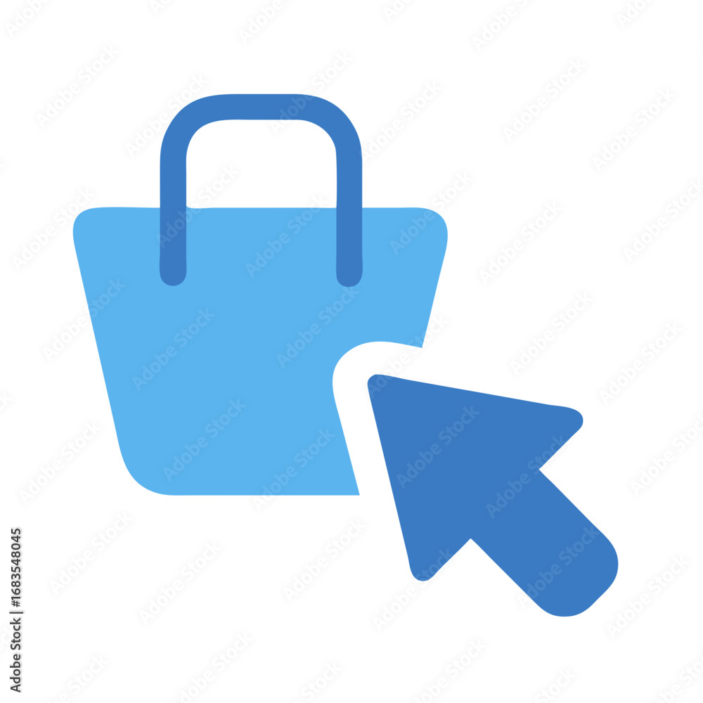 Poster online shopping cart icon with mouse cursor pointing at it