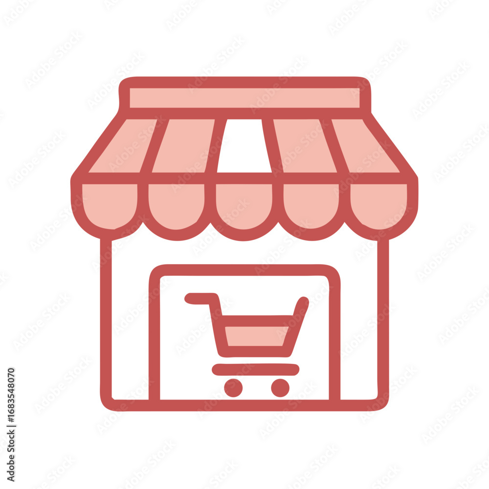 Poster simple store front icon with shopping cart symbol inside