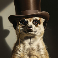 meerkat standing in front of a white background