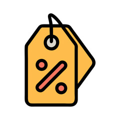 Stylized percentage tag icon on black background representing sale