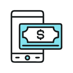 Mobile payment concept illustrated by smartphone and dollar bill
