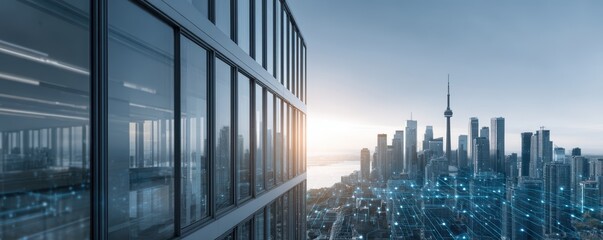 Toronto Skyline, Digital Network, Modern Architecture, CN Tower