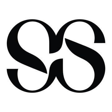  Elegant black serif font intertwined double s monogram logo design