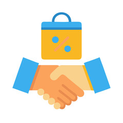 Sale agreement with shopping bag and handshake illustration