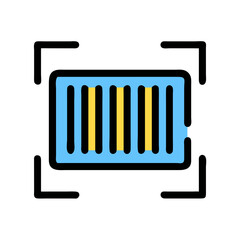 Stylized battery icon with blue and yellow vertical bars