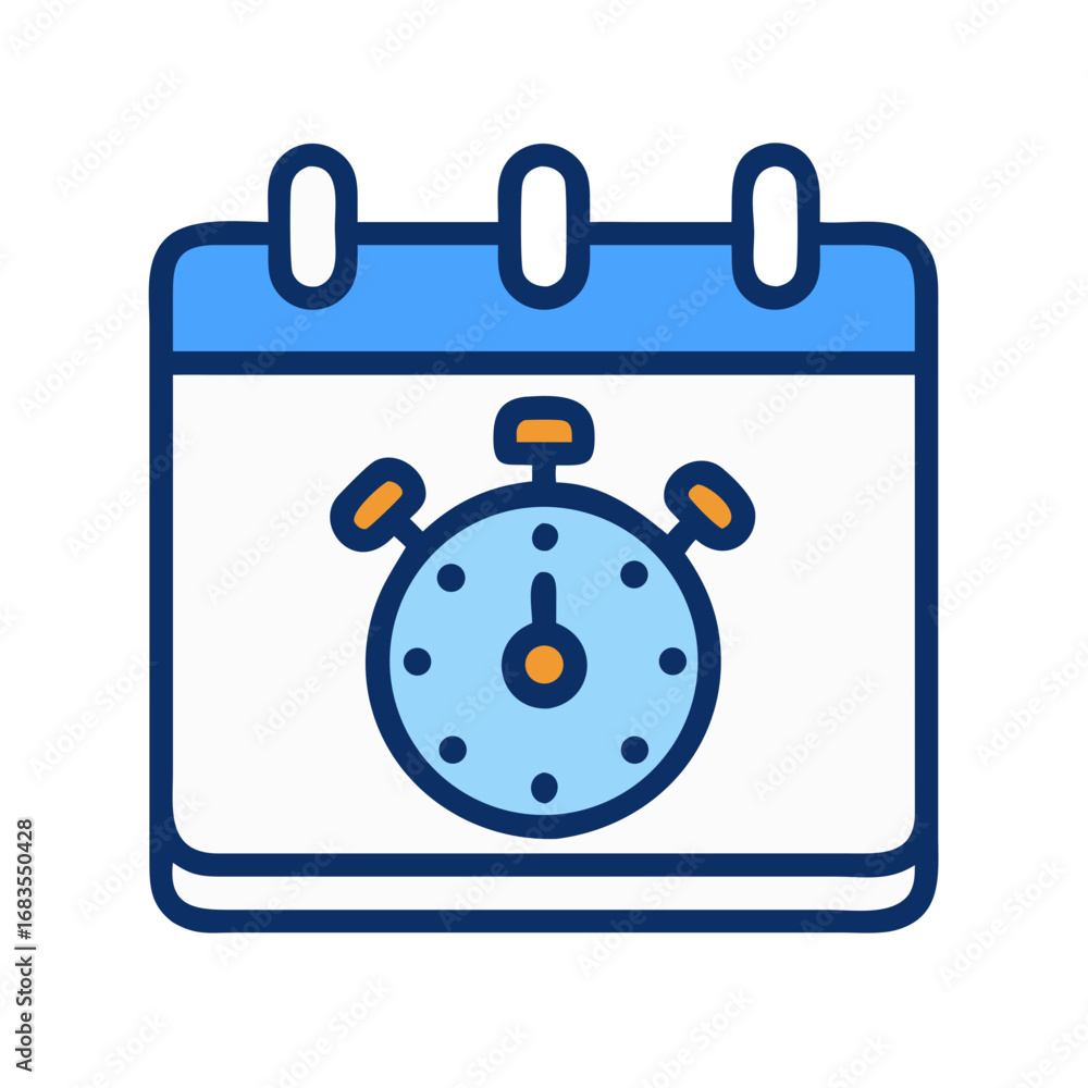 Poster calendar with timer icon denoting deadlines and schedules