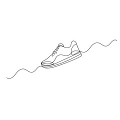Shoe icon continuous one line drawing outline vector illustration