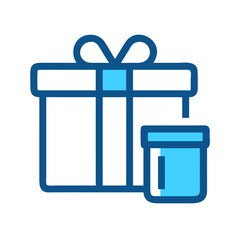 Blue gifts with ribbon line art on black background