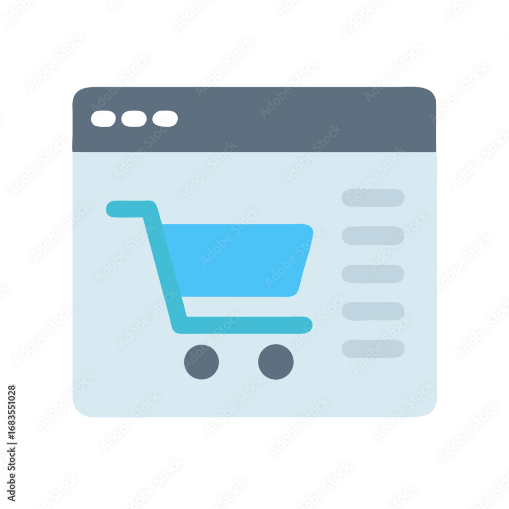 Poster online shopping webpage with shopping cart icon display image