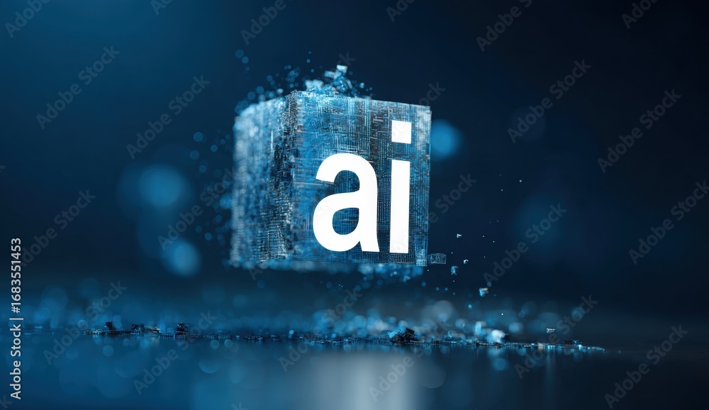 Aufkleber floating ice cube with 'ai' text