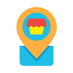 Store location pointer and notification icon flat design