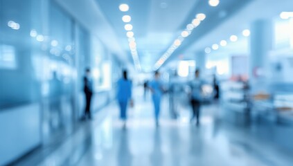 Blurred hospital hallway