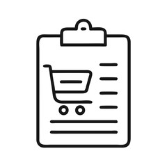 Shopping list icon on clipboard isolated on black background