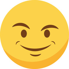 A digital illustration of a yellow circle emoticon with a subtle smirk.