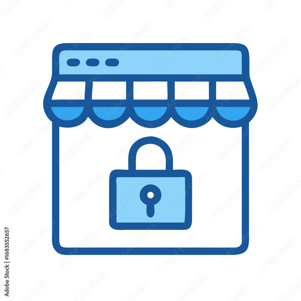Poster online store with padlock for secure e-commerce transactions