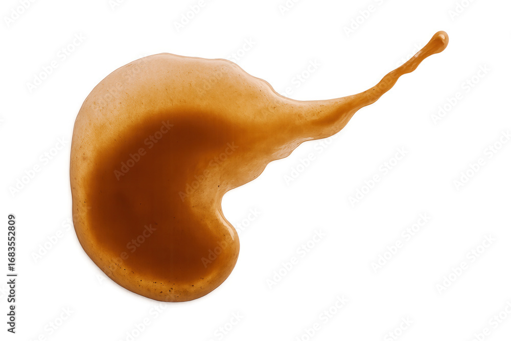 Poster caramel sauce splashing against a transparent background, creating a dynamic and mouthwatering visua