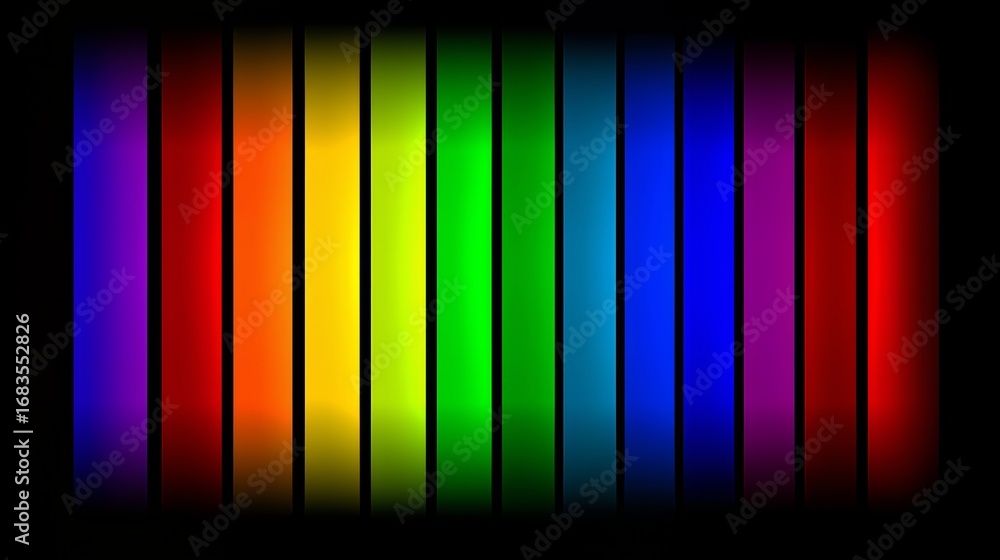 Poster rainbow of colors is displayed in a row. the colors are bright and vibrant, creating a sense of ener