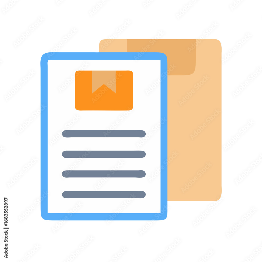 Poster shipping document stack showing order details in vector form