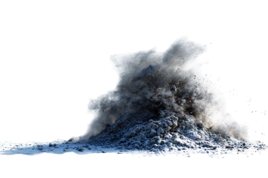 A massive explosion of gray dust