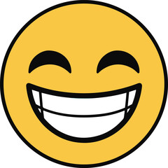 A vibrant pixel art rendition of a smiling emoticon. The cheerful yellow face boasts a wide, toothy grin, conveying pure joy and positive energy. 